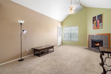 Spacious living room with high ceilings
