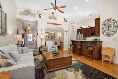 Living room featuring light wood finished floors, 