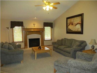 Open floor plan with vaulted ceilings- gas firepla