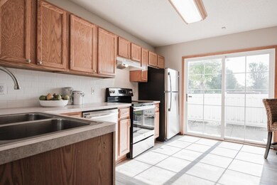 Alternate view of the kitchen showcases the slidin