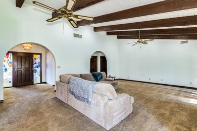 Wood beam accent vaulted ceiling & custo