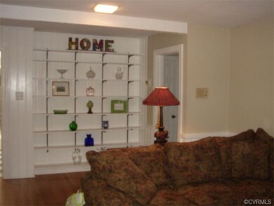Family room with lots of shelves