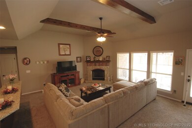 Spacious living area with gas fireplace