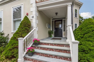 Wide stair flagstone entry.