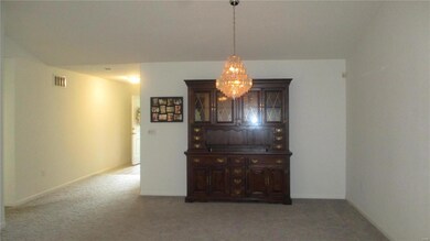 Dining area in long living room.