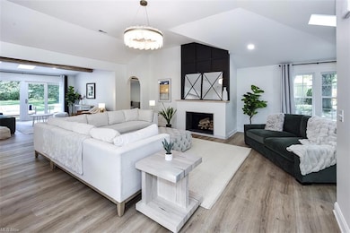 Living room featuring vaulted ceiling, plenty of n