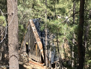 A Frame cabin view from road