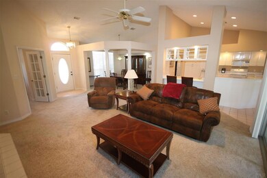 ceiling peaking at 13' & with built-in speakers.