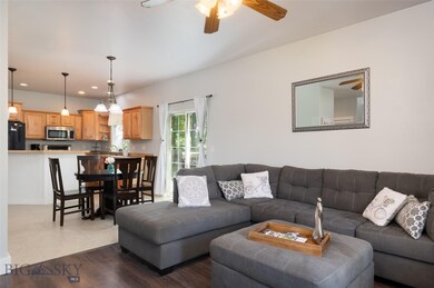 open floor plan living room to dining area to kitc