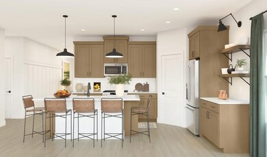 Kitchen with pendant lights