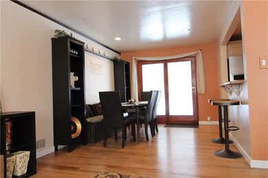 The dining area looks out onto the back patio