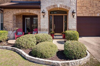 Beautiful stone facade with decorative brick inlay