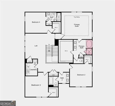 Second Floor Plan - Structural options added include: a soaking tub with a separate shower in the primary bathroom, and gourmet kitchen