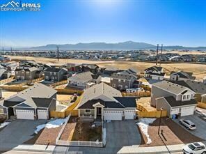 Bird's eye view with a mountain view and a residen