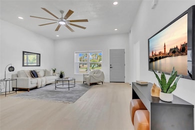 Living room with high ceilings