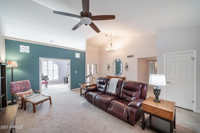 Entry, living room and den