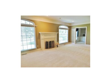 The great room offers a beautiful fireplace with a