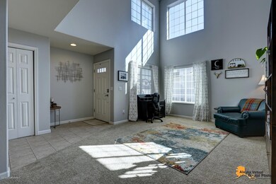 Two story living room