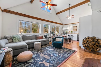 Large windows and Beautiful Wood Beams