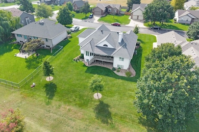 Aerial view of backyard.