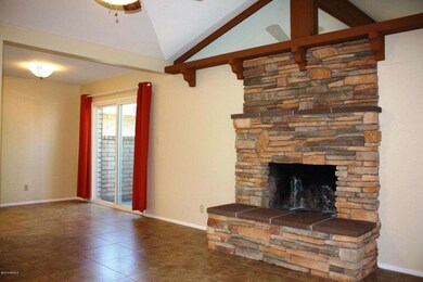 Fireplace and eating area
