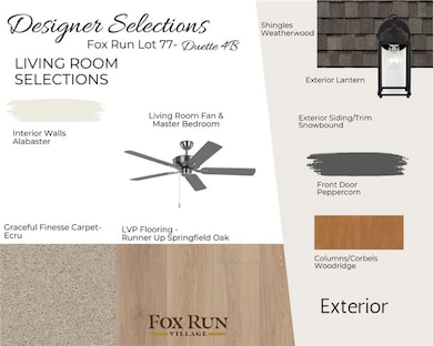 The Duette 4B on lot 77 by Holland Homes LLC. All plans, pricing, and specifications are subject to change without notice.