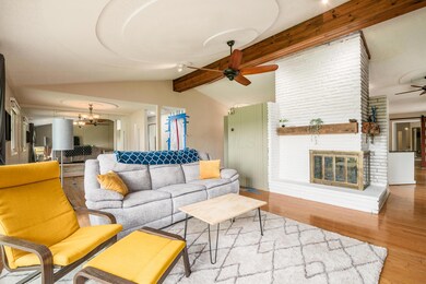 Living Room with Vaulted Ceiling