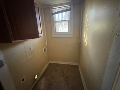 Clothes washing area with cabinets and electric dr