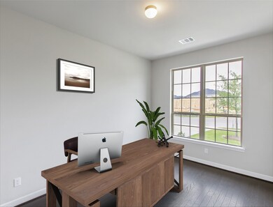 Nestled away quietly in the front of the home is the handsome and grand home office!
