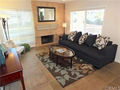 Living room with romantic fireplace