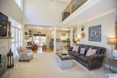 In accordance with the flowing, open floor plan, t