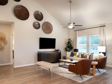 Living room featuring light wood-style flooring, 