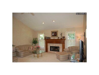 Family room with vaulted ceiling