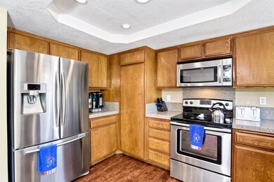 Stainless steel appliances make this a sleek and m
