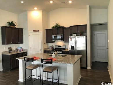 Kitchen featuring a sink, dark wood-type flooring,