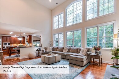 Family Room with privacy wood view, overlooking th
