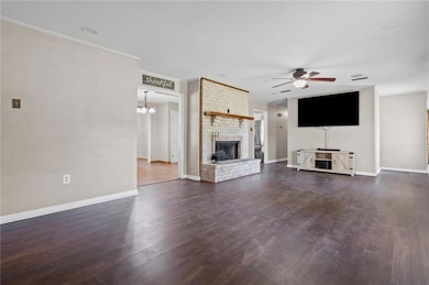 Spacious living room with fireplace