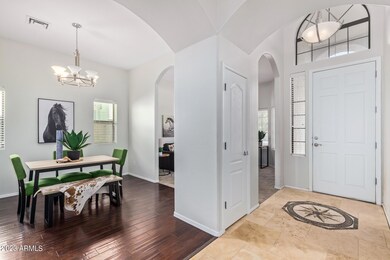 Foyer with vaulted ceilings