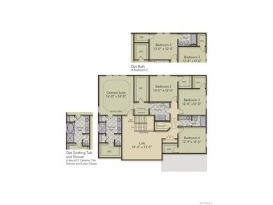 Second floor Layout - home will have opt Bath at B