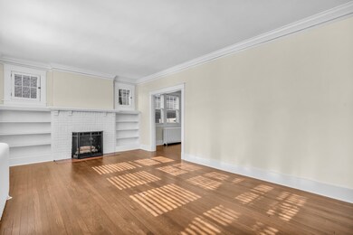 Living room with built ins.