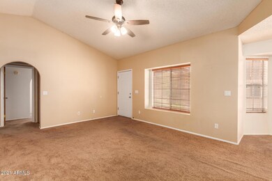 Great room with vaulted ceiling