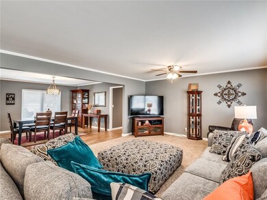 Living area looking into dining room
