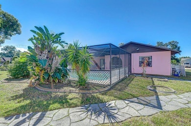 Backyard with lush, tropical Landscaping