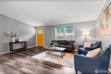 View from kitchen into great room