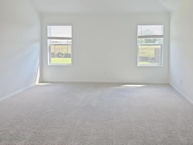 Carpeted empty room with baseboards