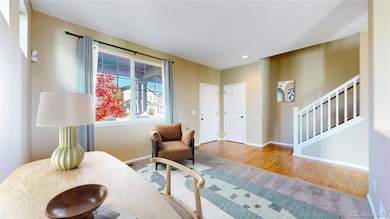 Virtually staged receiving room.