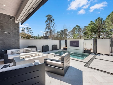 Serene poolside retreat with stylish seating and l