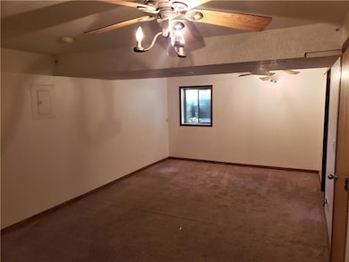 Lower level family room with half bath tru the doo