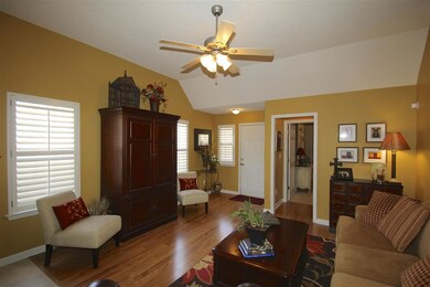 Spacious, warm and inviting great room with wood l