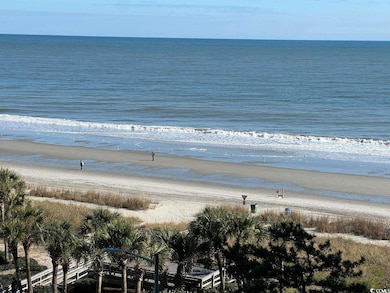View of water feature with a beach view